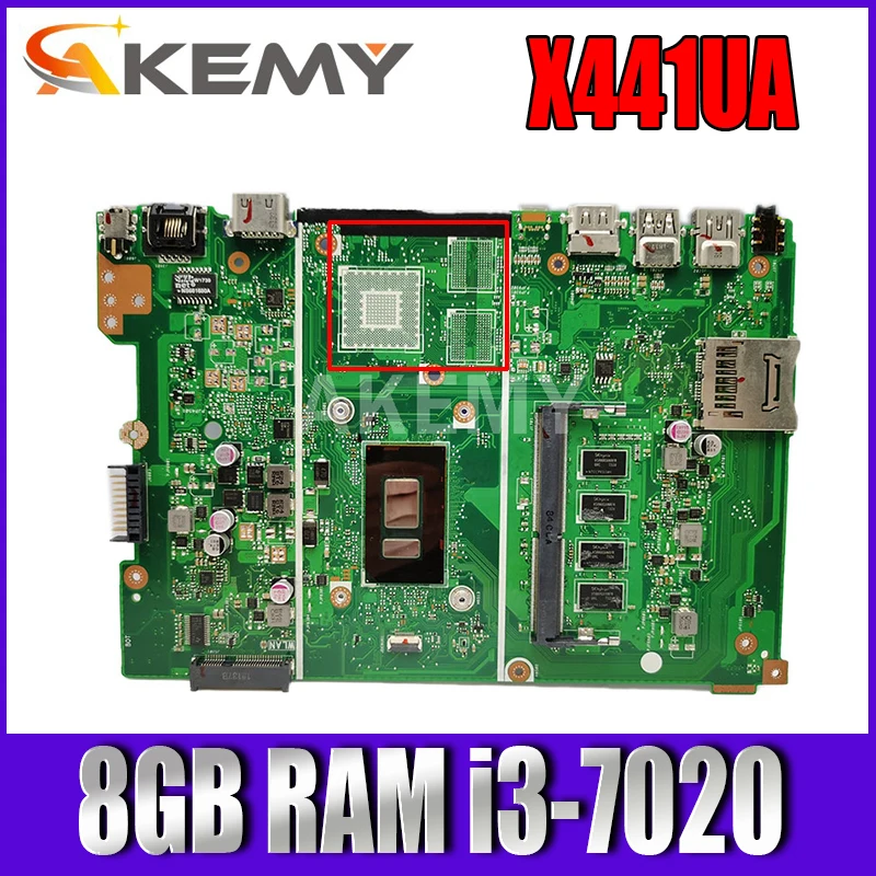 

Akemy New X441UA 8GB RAM/i3-7020U CPU Motherboard For ASUS X441U X441UV X441UAK F441U A441U Laotop Mainboard Motherboard