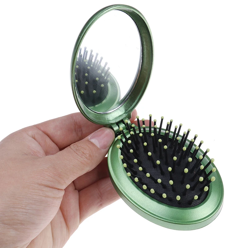 

CX182 Massage Folding Mirror with Comb Portable Pocket Small Travel Girl Styling Tools Mini Pocket Mirror Hair Brush with