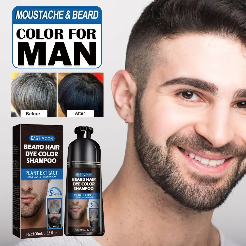 New Quick Coloring Plant Extract Black Dye Beard Hair Dye Color Shampoo Split Ends Relief Men's Hair Beard Dry Care