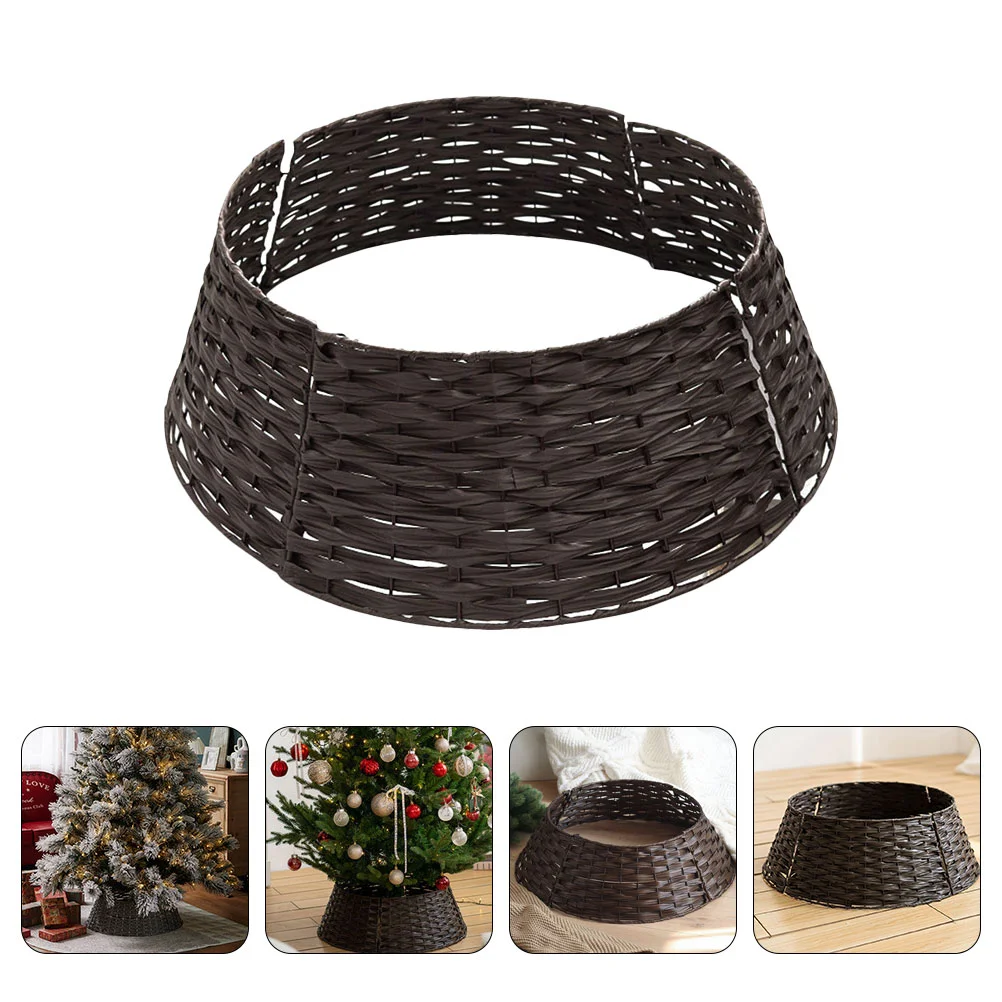 

Christmas Tree Collar Skirt Rattan Wicker Xmas Tree Collar Basket Ring Base Stand Cover Tree Ring Decoration