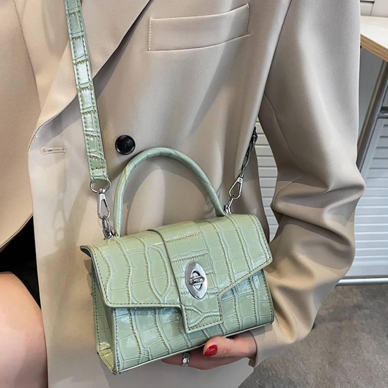 

Pu Leather Handbag Solid Color Luxury Bag Woman Crocodile Pattern Casual Crossbody Bags for Women Women's Bag 2022 Trend Female