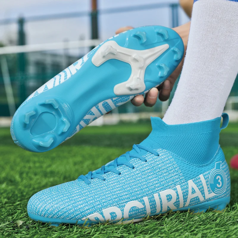 2022 New Football Shoes 31-49# High Ankle AG/TF Lace Up Outdoor Sports Boots  Breathable Lightweight Cleats Large Size