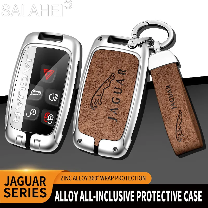 

Zinc Alloy+Leather Car Key Case Cover Shell Protection For Jaguar XF XJ A8 A9 X8 XJL XE C-X16 XKR XK Guitar Accessories Keychain