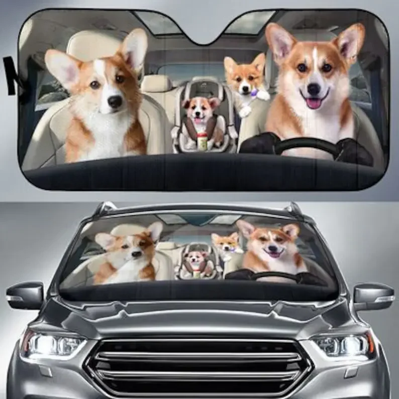 

Семейство дневных пространств и водителя Corgi, автомобильные солнечные тени, индивидуальные подарочные Автомобильные аксессуары, индивидуа...