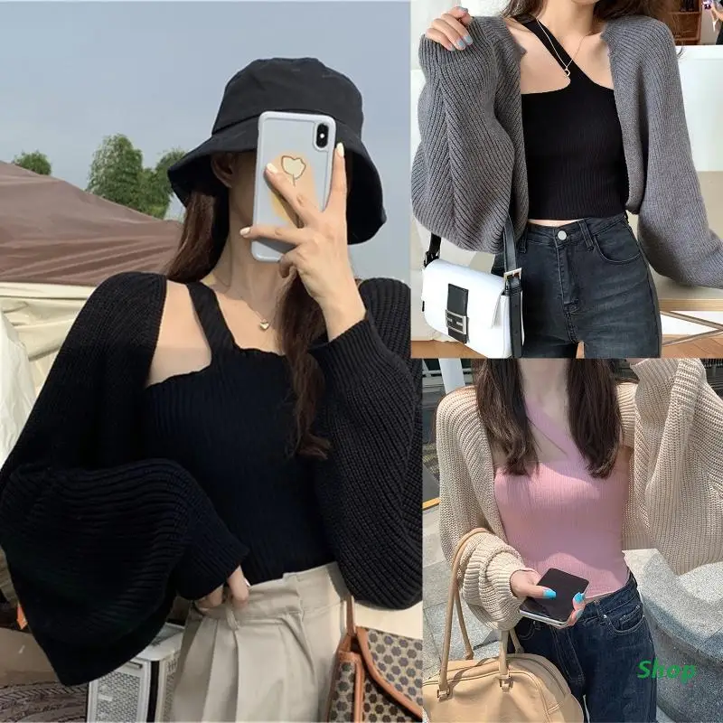 

L5YC Stylish Solid Cardigan Tops Loose Batwing Sleeve Ins Summer Sun Protection Shirt