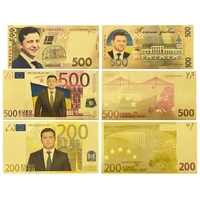 10pcslot ukrainian president zelensky fund foil banknote 200 500 euros 500 hryvna paper money world banknote collection gift