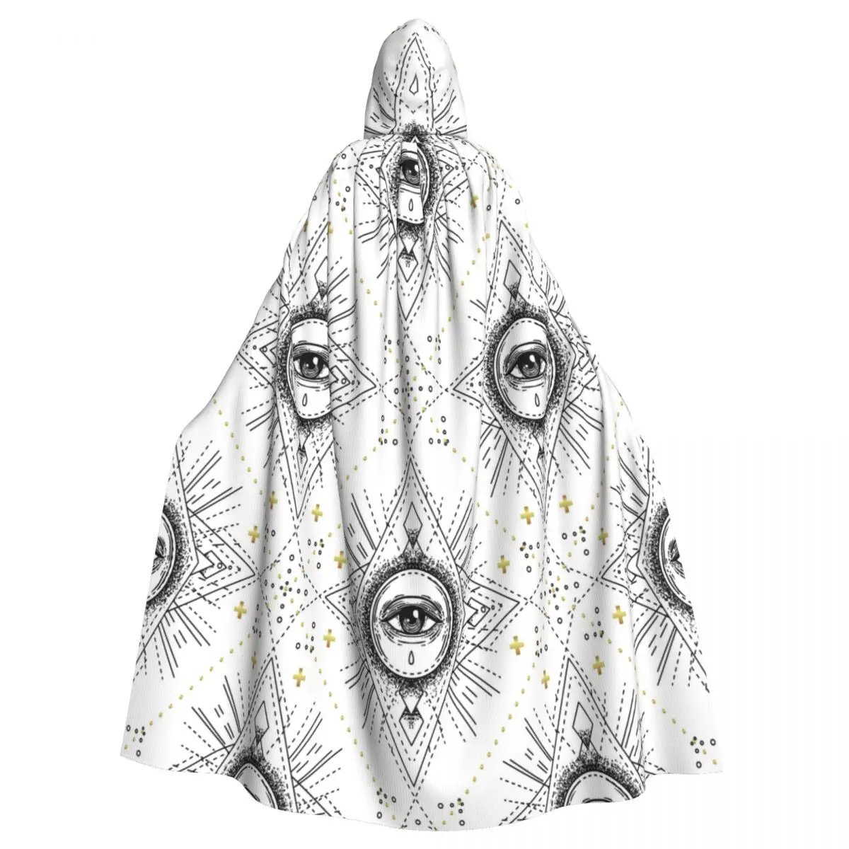 

Unisex Adult Sacred Geometry With Mystic Eye Alchemy Print Cloak with Hood Long Witch Costume Cosplay