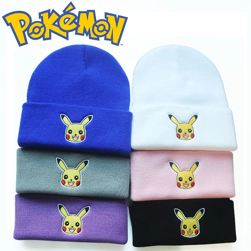 Купи Pokemon Woolen Hat Pikachu Cartoon Anime Figures Embroidery Pattern Knitted Elastic Cotton Caps Winter Warm Mens Womens Cosplay за 119 рублей в магазине AliExpress