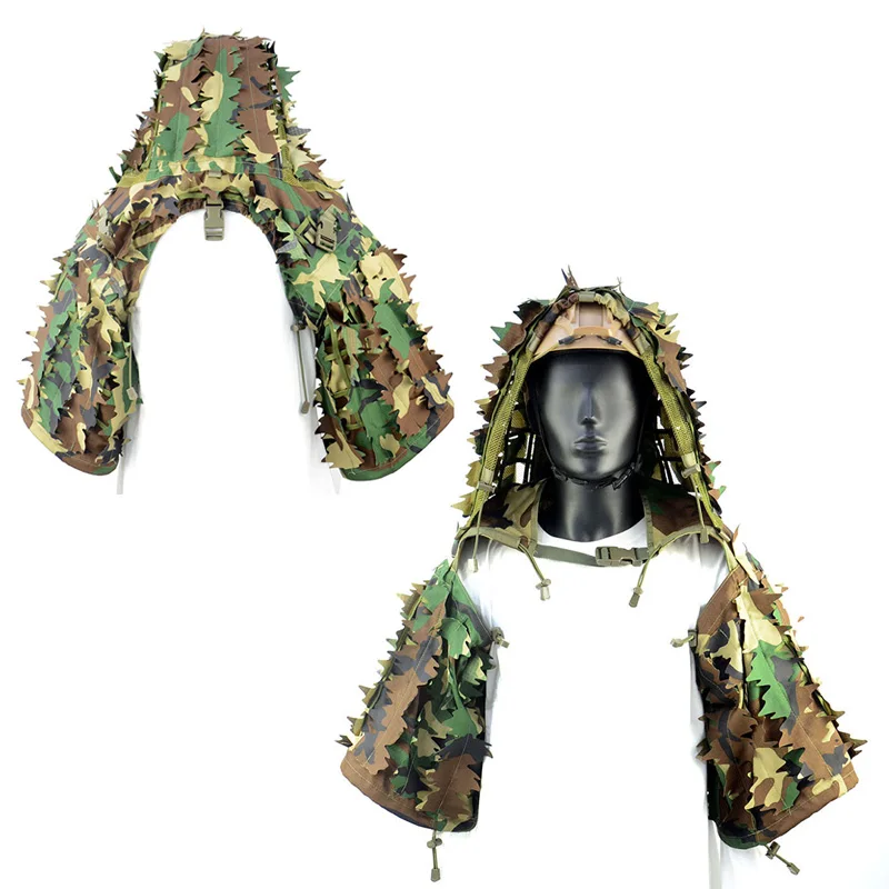 Фото Тактический маскировочный костюм, дышащий капюшон Ghillie Viper с объемными полосками и снайперским пальто для военных игр, охоты, CS №1