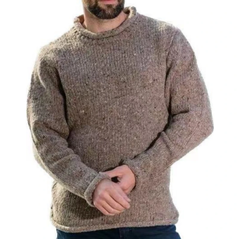

2023 Men Pullover Sweater Autumn New Fashion Casual Loose Thick O-Neck Wool Knitted Oversize Harajuku Streetwear Knitwear