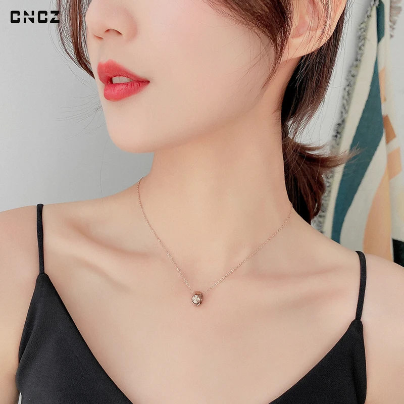 CNCZ Lucky Charm Pendant New Necklace Summer Fashion Light Luxury Trend Stripe Transit Ring Clavicle Women Chain Neck Jewelry