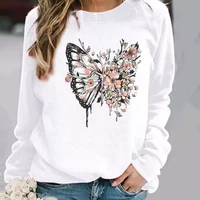 pullovers womens clothing ladies spring autumn winter hoodies flower wing flower 90s woman female o neck casual sweatshirts