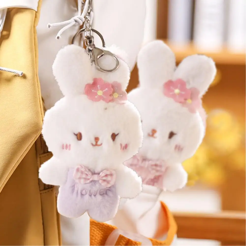 

Легкий модный брелок-Кролик 11 см, набивное животное, кукла, игрушка, мультяшная кукла, кольцо для ключей, бант-воротник, подарок на день рожде...