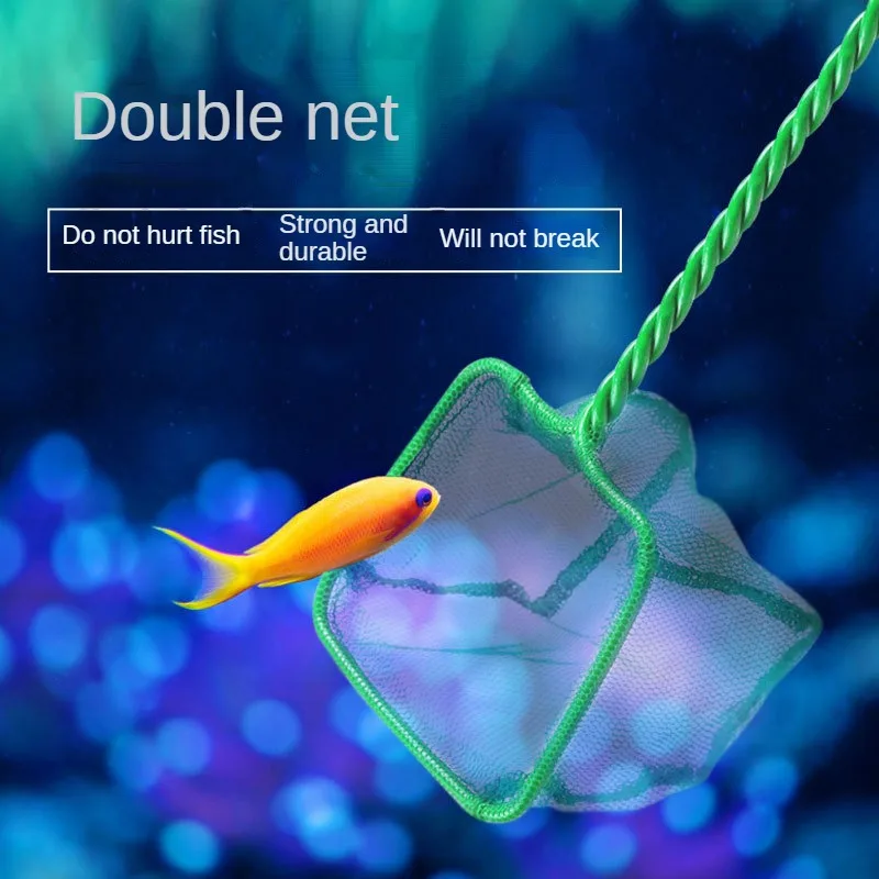 

Portable Fish Net Long Handle Square Aquarium Accessories Fish Tank Landing Net Fishing Net Fish Floating Objects Cleaning Tool