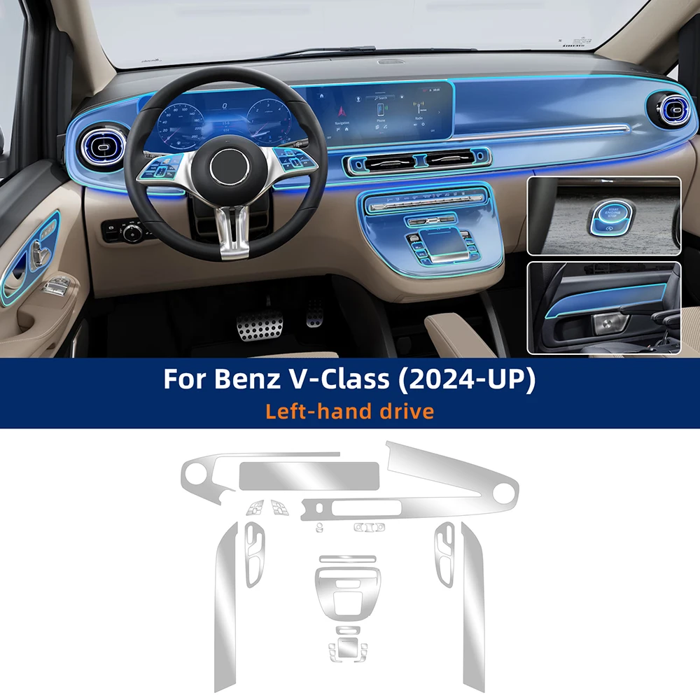 Защитная внутренняя пленка из ТПУ для Mercedes Benz V-Class W639 2024 2025 2026, центральная консоль автомобиля, прозрачная защита от царапин, ремонт