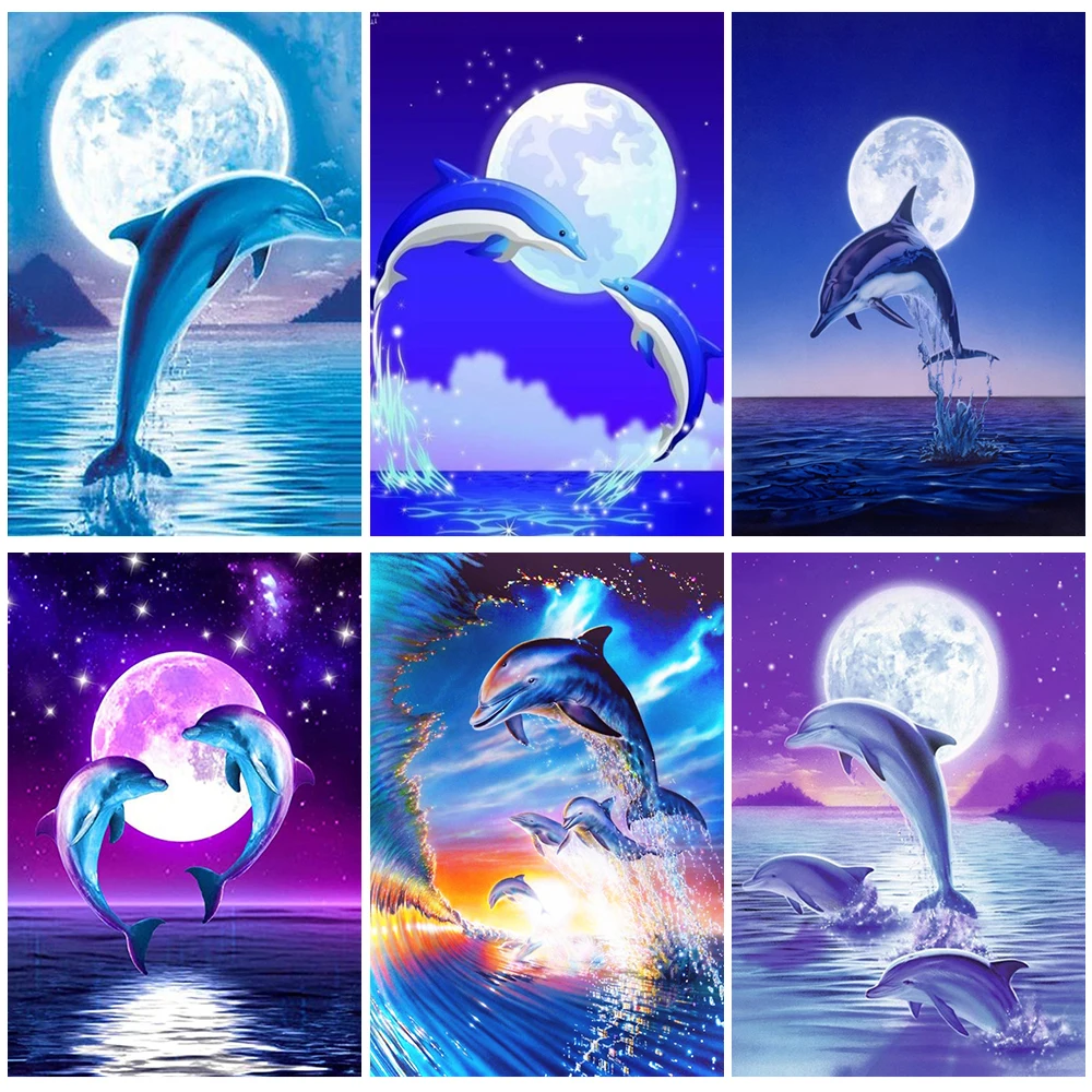 

Miaodu 5D Diamond Painting New Dolphin Diamond Embroidery Animals Mosaic Cross Stitch Kits Personalized Gift Home Decor
