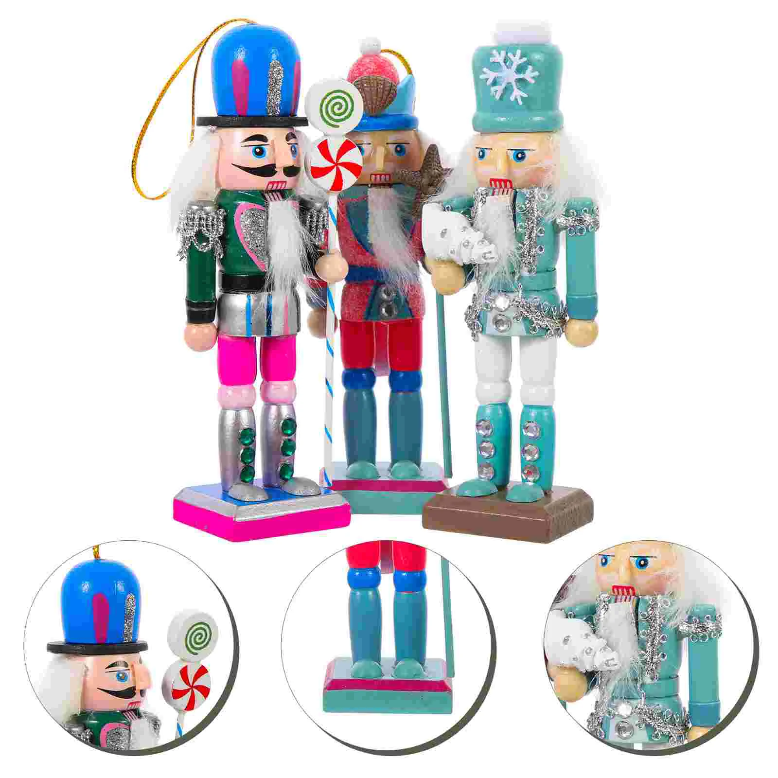 

Nutcracker Christmas Ornaments Hanging Nutcrackers Wooden Soldier Puppet Figures Toy Decoration Tree Desktop Nautical Ocean