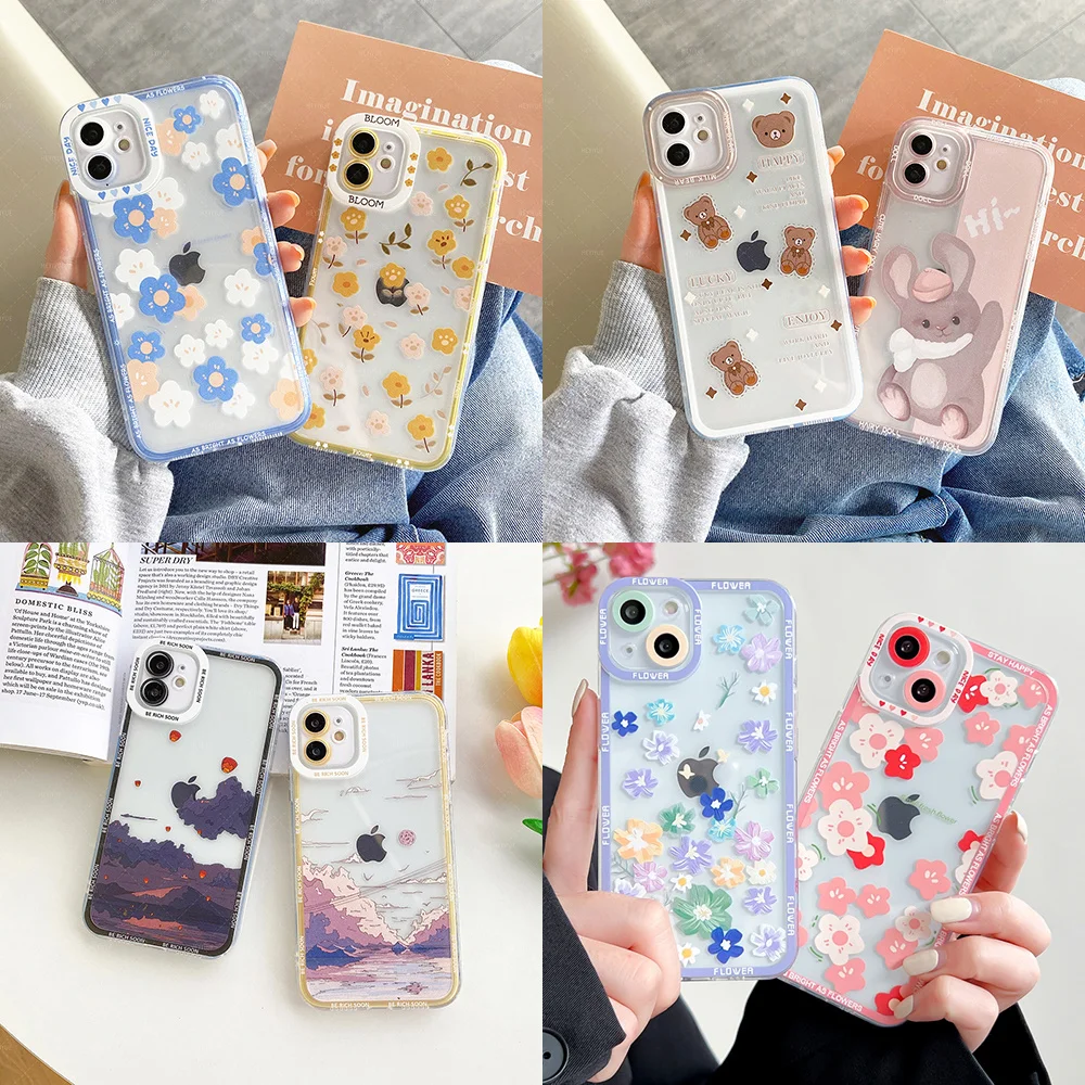 Прозрачный мягкий чехол из ТПУ для телефона Huawei Nova 3 3i 5T 7 7i 8 8i 9 Pro с цветочным