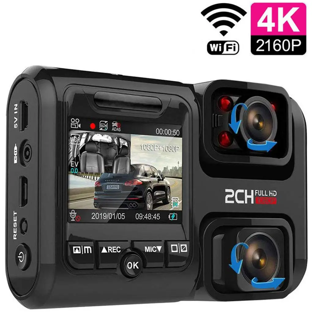 

Front Mounted And Built-in Ultra-high Definition Dual Lens And Speed Capacitor Dual Lens 4k Gps Tachograph car camera recorder
