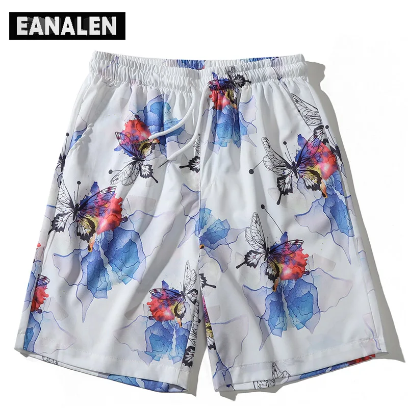 

Summer graffiti butterfly print Hawaii beach pants men's surfing seaside oversized pants fashion casual shorts basketball Bermud