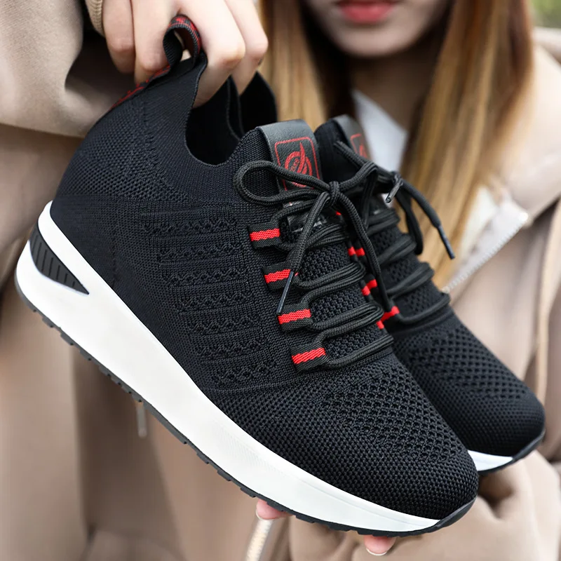 

New Women's Shoes 2022 Spring New Women's Shoes Inner Heightening Shoes Breathable Thick-soled Sneakers Platform Shoes