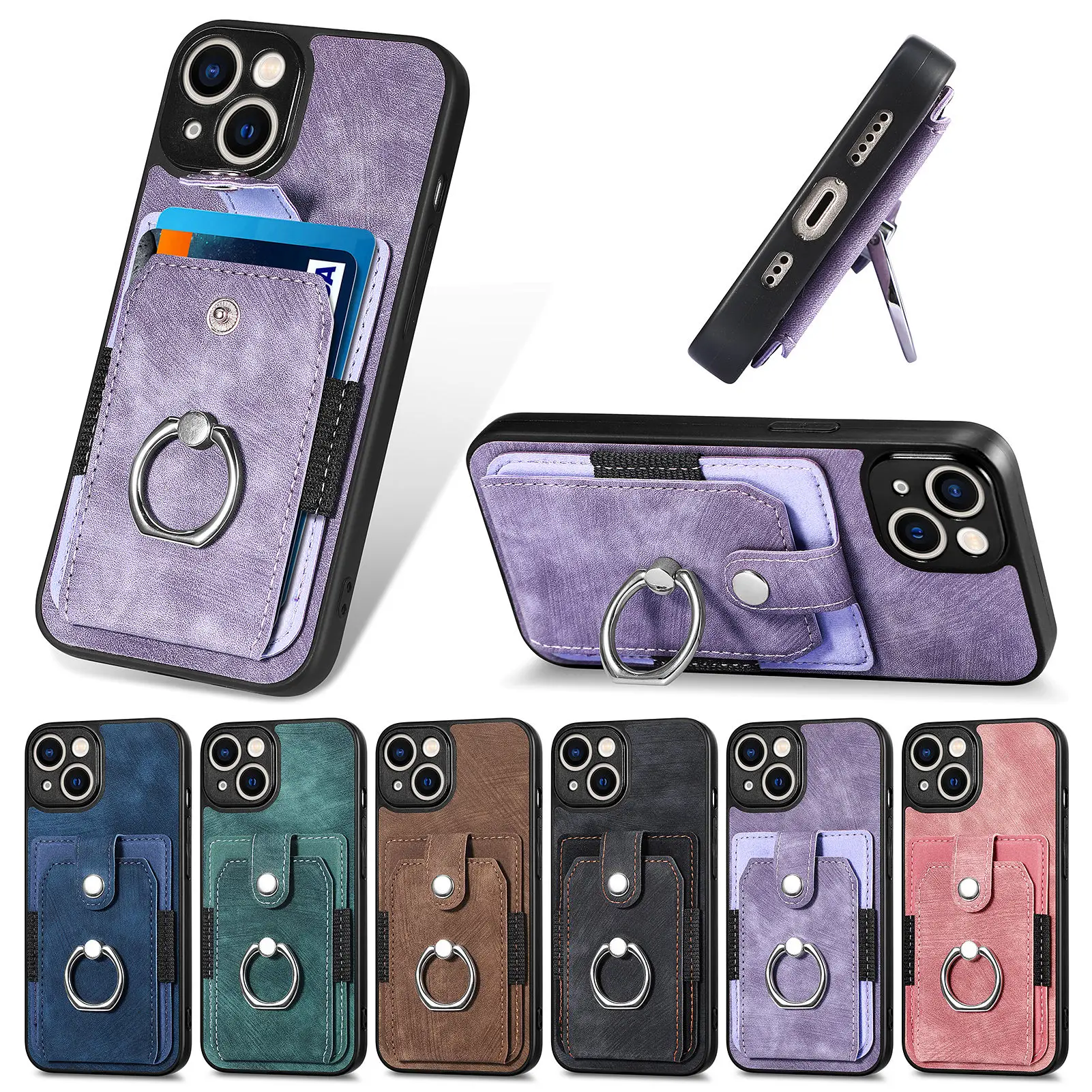 

Finger Ring Wallet Card Back Case For OPPO A1 F19 K10X Find X5 A96 A77 A58 A32 F21 A16 A12E A5 C1 Magnetic Car Mount Phone Cover