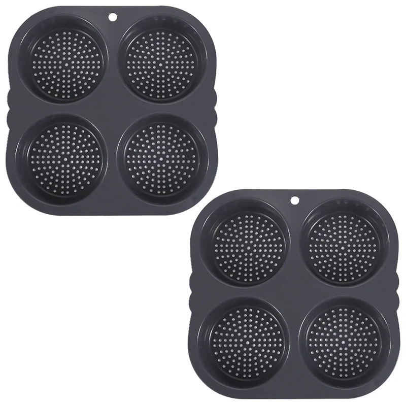 

2 Piece Homemade Hamburger Bakeware Food Grade Silicone Dishwasher Cleanable Black