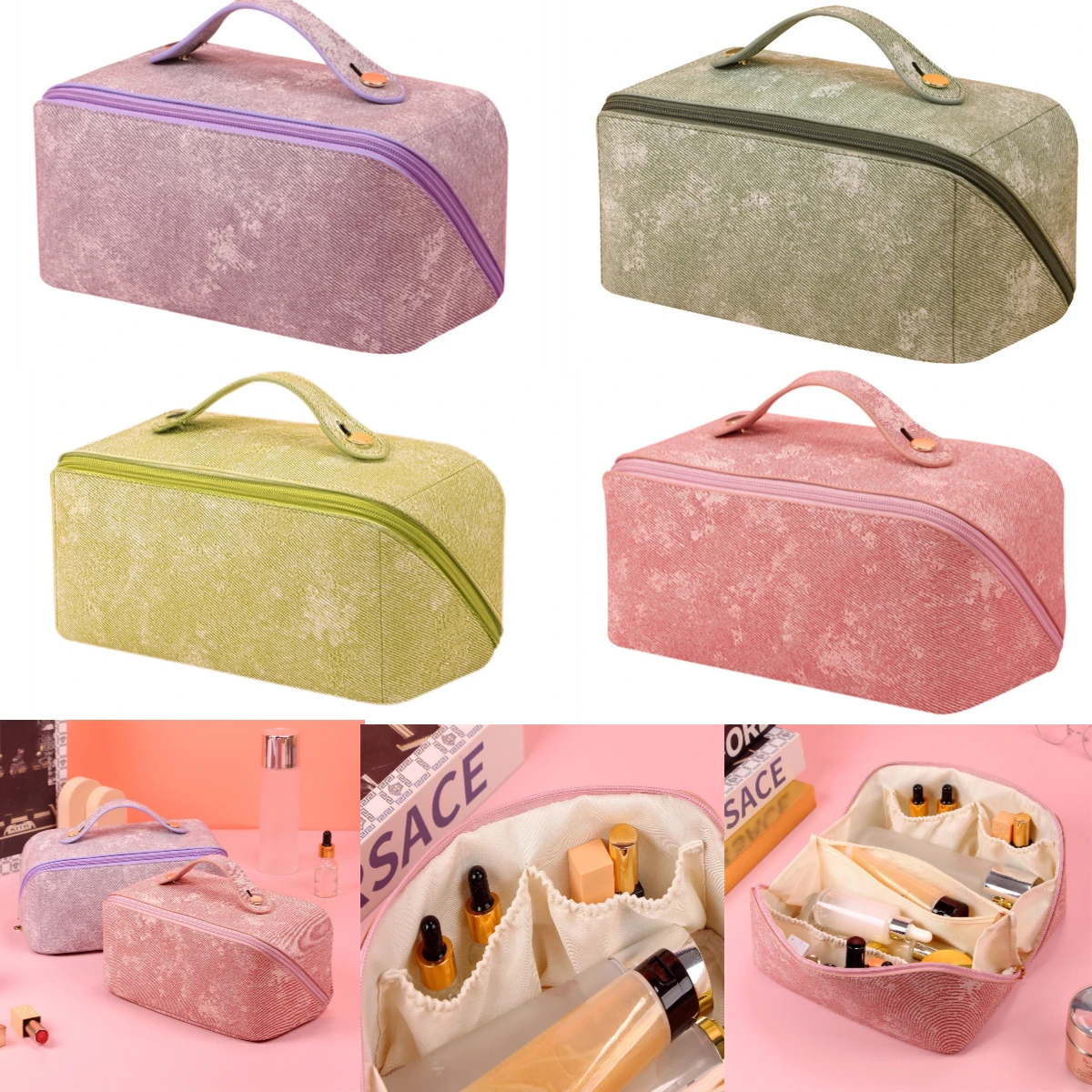 Large-capacity Makeup Bag PU Leather Portable Travel Wash Cosmetic Bag Toiletries Organizer Female Storage Handheld Box 2023 New