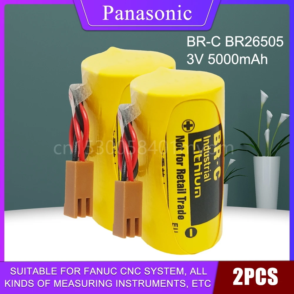 

2PCS Panasonic BR-C BR26505 3V Lithium High Temperature Lithium Battery with Brown Plug for Gas, Water, Electricity, Hot Water