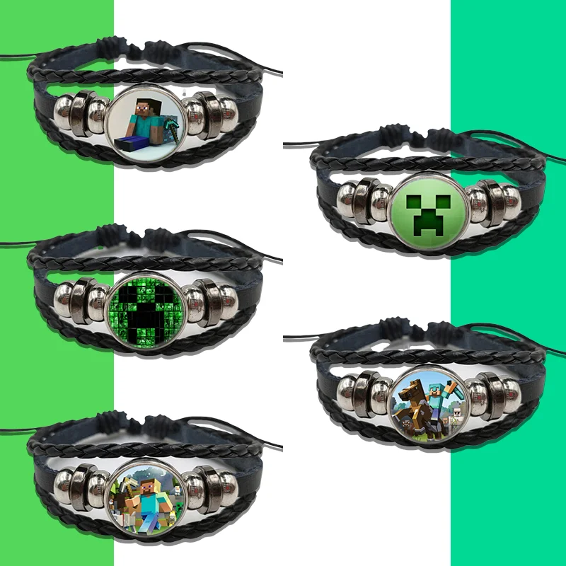 Игра Minecraft мультфильм Creeper браслет из искусственной кожи аниме мода 18 см косплей с