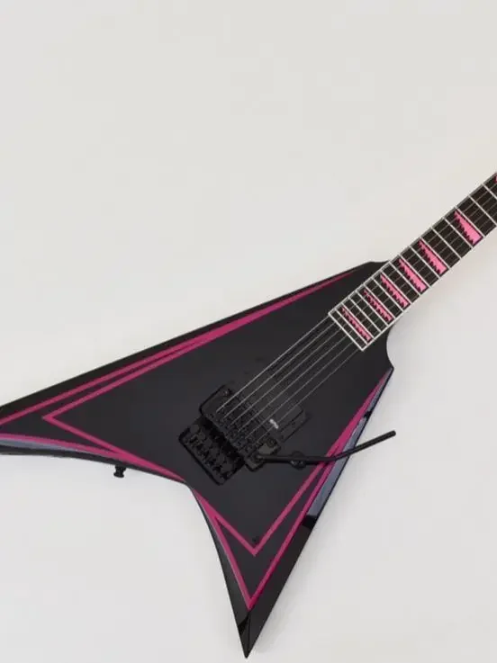 

Alexi Laiho Singature Pink Sawtooth V Electric Guitar Floyd Rose Tremolo Bridge, China EMG Pickup, Black Hardware