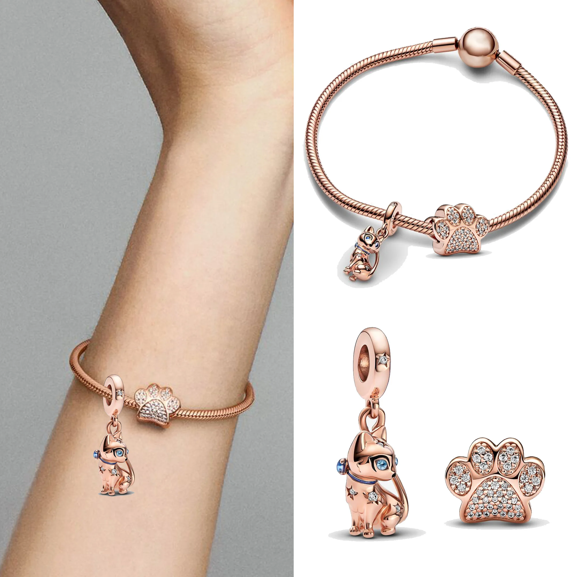 Классический Шарм Из Стерлингового Серебра S925 С Сверкающими Звеньями Блестящая