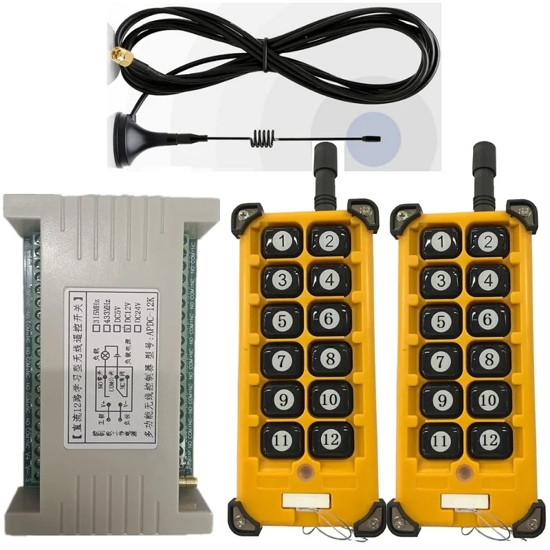 Пульт дистанционного управления для подъемного крана, 12 В, 24 В, 12 каналов, 3000 м, радиочастоты, беспроводной