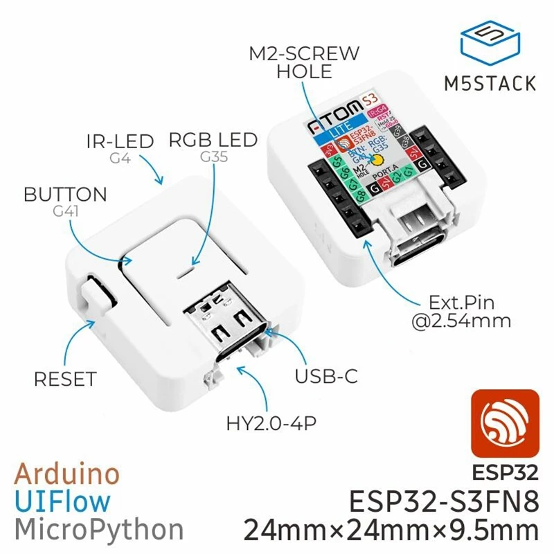 Программируемый контроллер M5Stack AtomS3 Lite ESP32-S3 с функцией загрузки USB встроенное