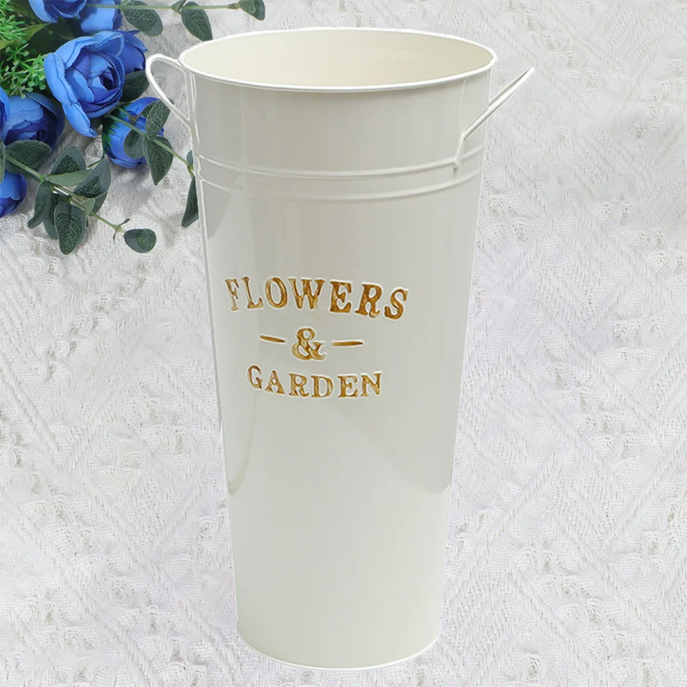 

Metal Flower Vase Galvanized Bucket Rustic Farmhouse French Bucket for Home Desktop Weddings Arrangements Countertop Decoration
