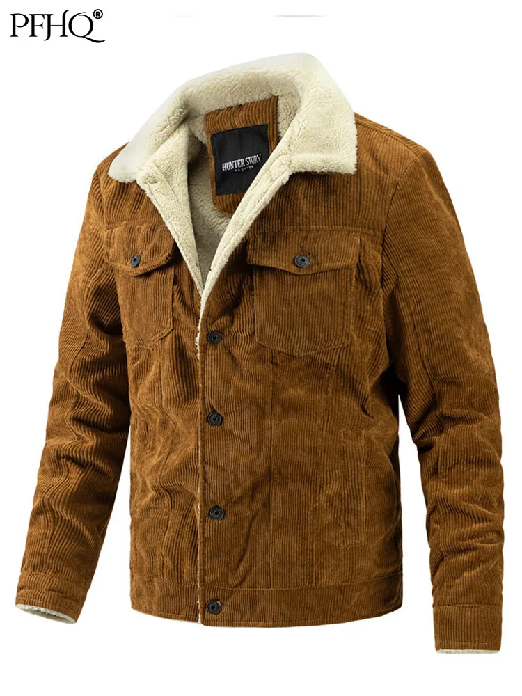 

PFHQ 2022 Fashion Jacket Men's Spring Autumn New Plush Youth Outdoor Lapel Luxury Warm Mature Coats Streetwear Clothing 21Q1789