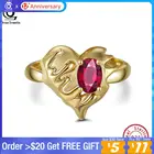 Женское кольцо с природным драгоценным камнем, в форме сердца