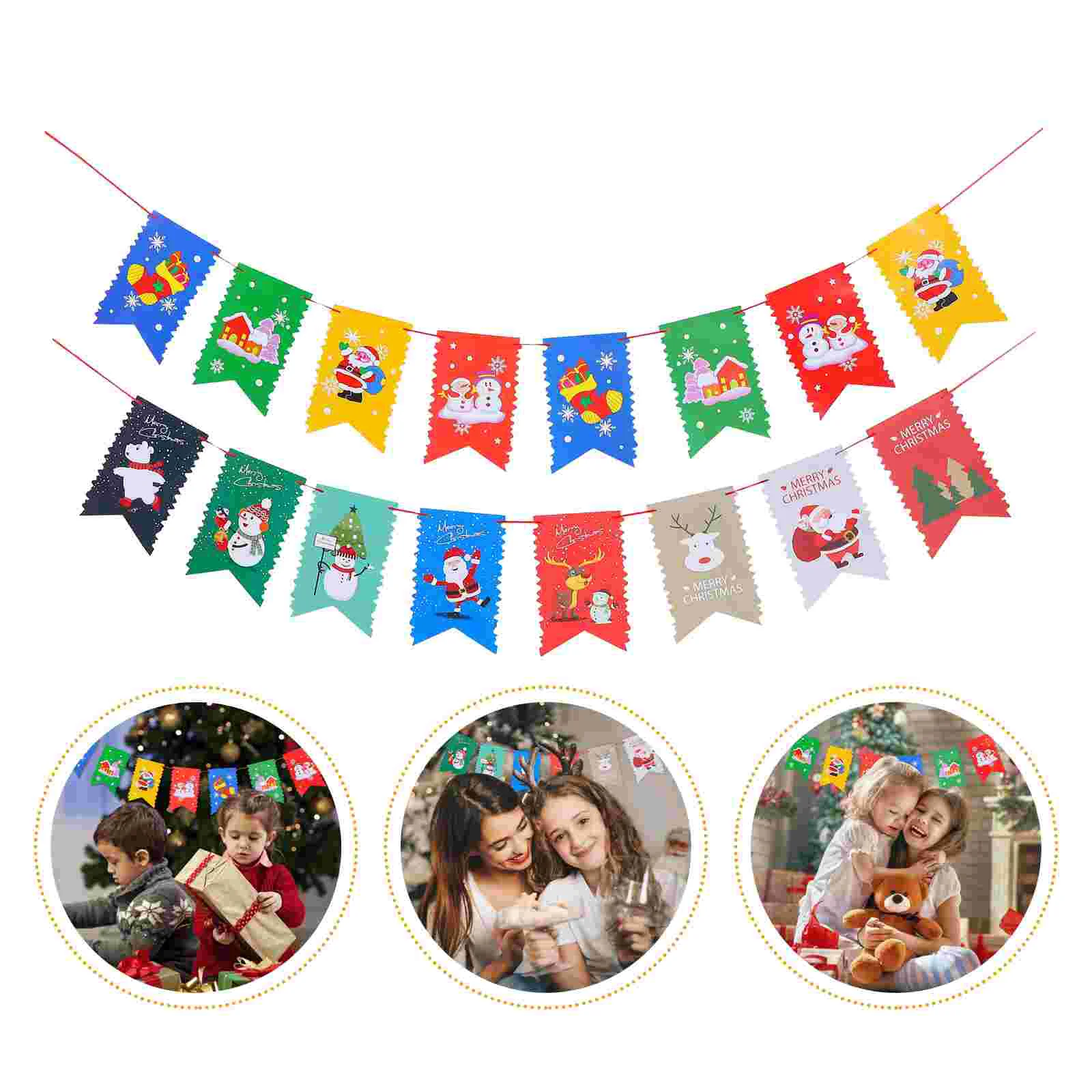 

2pcs Xmas Banner Creative Hanging Banner Christmas Paper Banner Flag