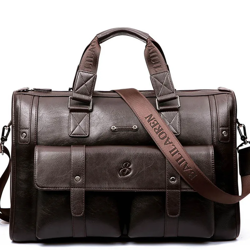 

Business Vintage Men's Shoulder Bags Briefcase Black Handbag Travel Laptop Large Leather Men Male Bags Bag Messenger