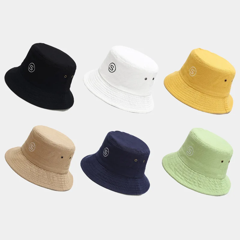 

Панама с вышитыми буквами S, Повседневная хлопковая шляпа для отдыха на открытом воздухе, путешествий, защита от солнца