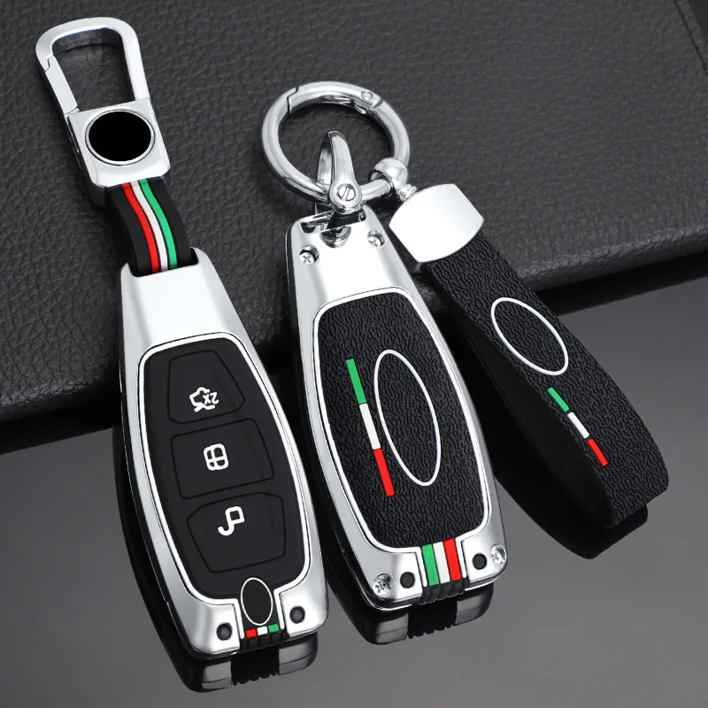

Zinc Alloy Car Remote Key Cover Case Shell Bag For Ford Fiesta Focus Ecosport Kuga C-Max S-Max Tourneo 2017 Keychain Accessories