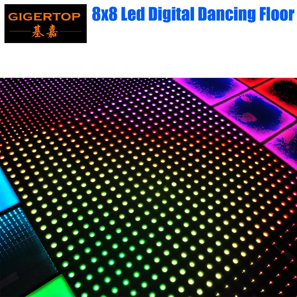 TOPTOP 50CM X 50CM Led Tempered Glass Dancing Floor Wire Connect Power Cable DMX Cable 8X8 5050 RGB Leds 3IN1 Color Change