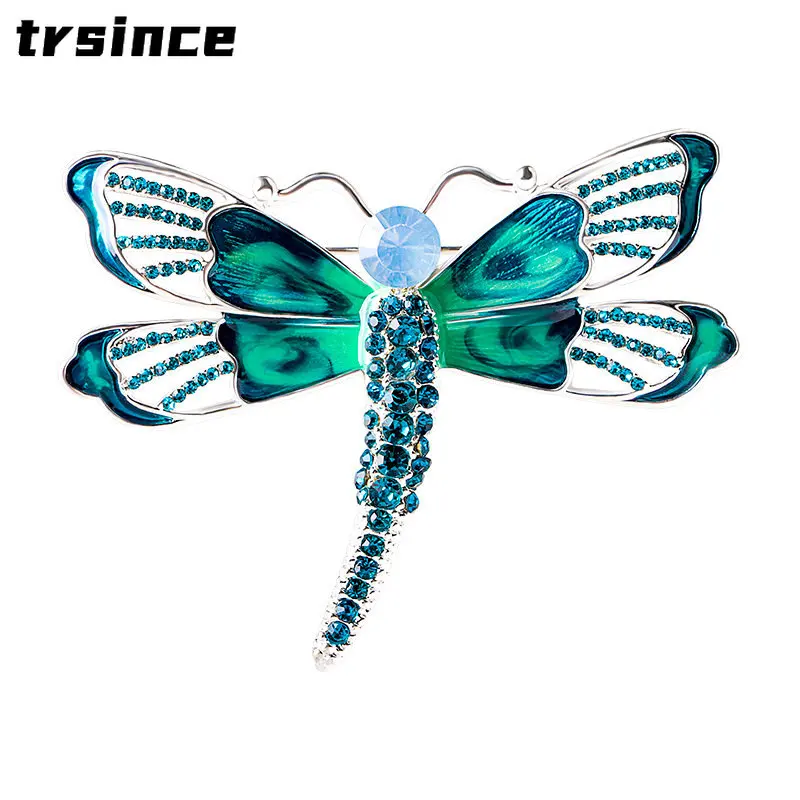 

High-grade Exaggerated Luxury Drip Oil Rhinestone Dragonfly Brooch Vintage Women Unisex Beauty Flying Insect Pins Gifts