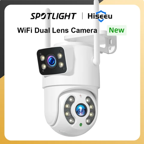Hiseeu 8MP 4K облачная Wi - Fi IP камера Двойной объектив Безопасность Человеческий монитор Цветное ночное видение CCTV видеокамера
