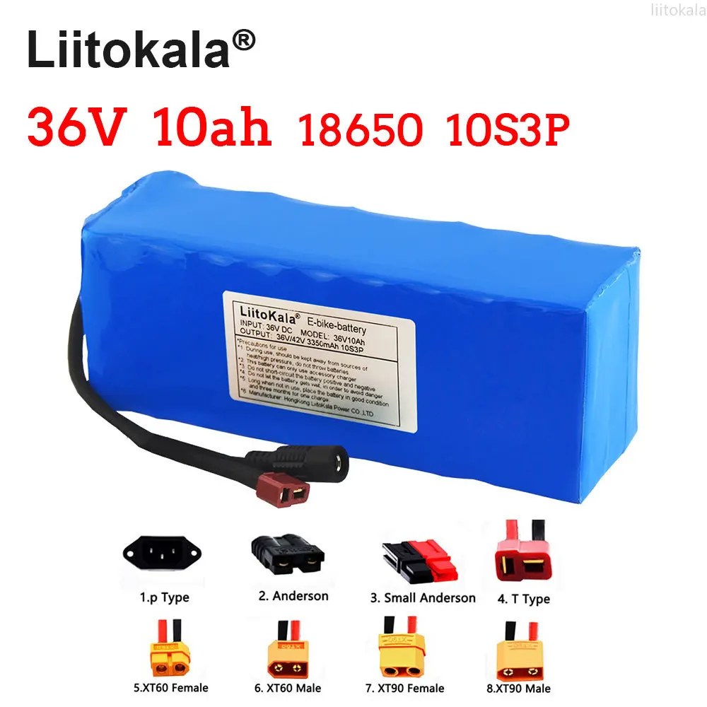 

LiitoKala 36V 10AH 10S3P 18650 Electric Bike Battery Modified Bikes, Electric Vehicle Battery 36 V Rechargeable Battery Pack