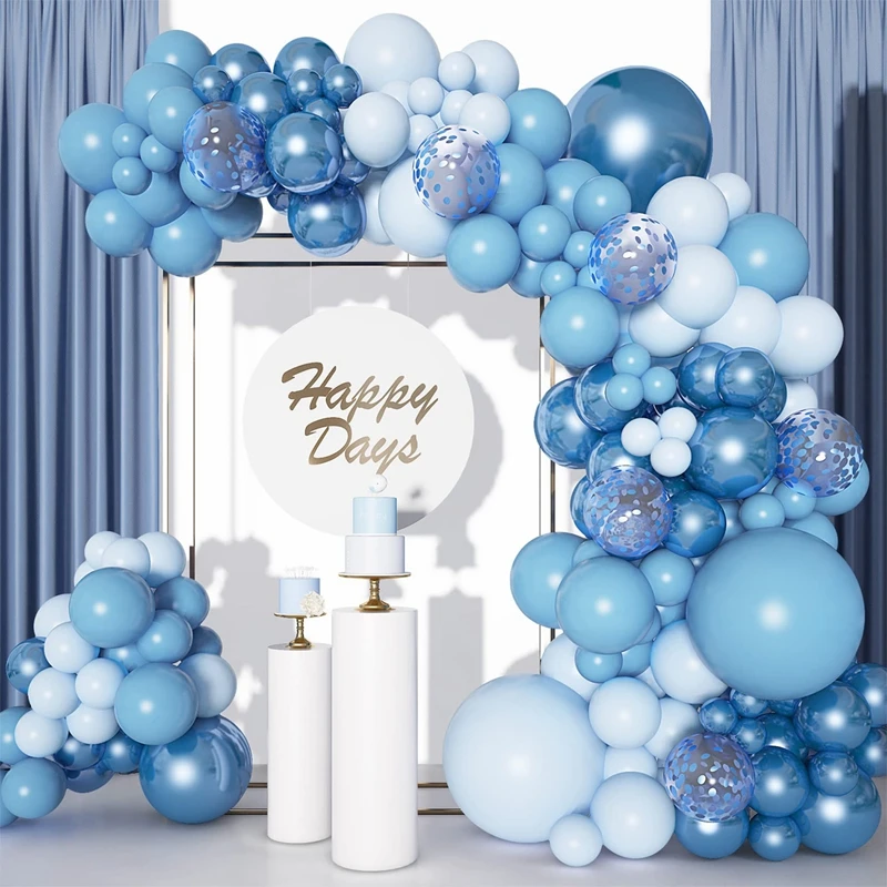 

Металлическая синяя гирлянда с воздушными шарами, арка, украшение для свадьбы, дня рождения, детский праздник, шарик для дня рождения мальчика, фотоэлемент
