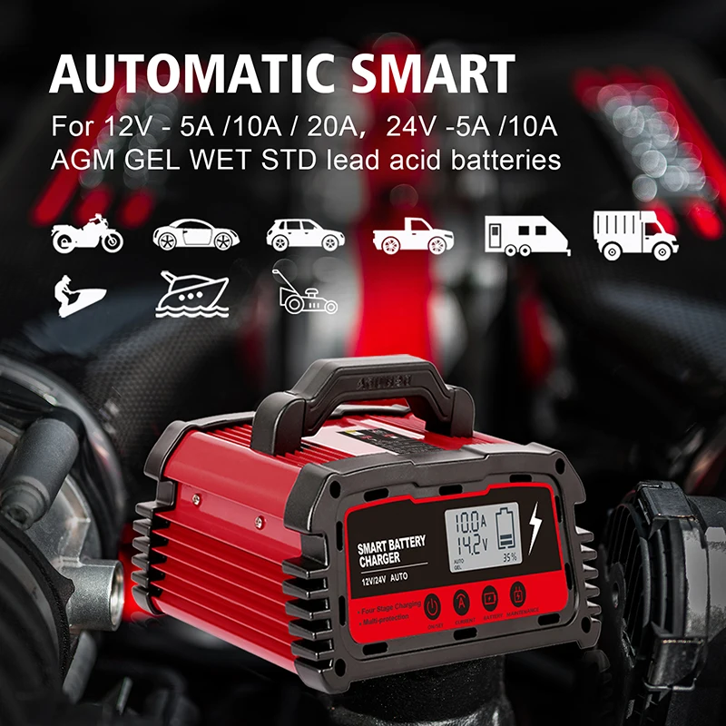 

High-power Battery Charger 12V24V Car Charger Full Intelligent Universal Repair Lead-acid Batteries Pulse Repair Type Lead-acid