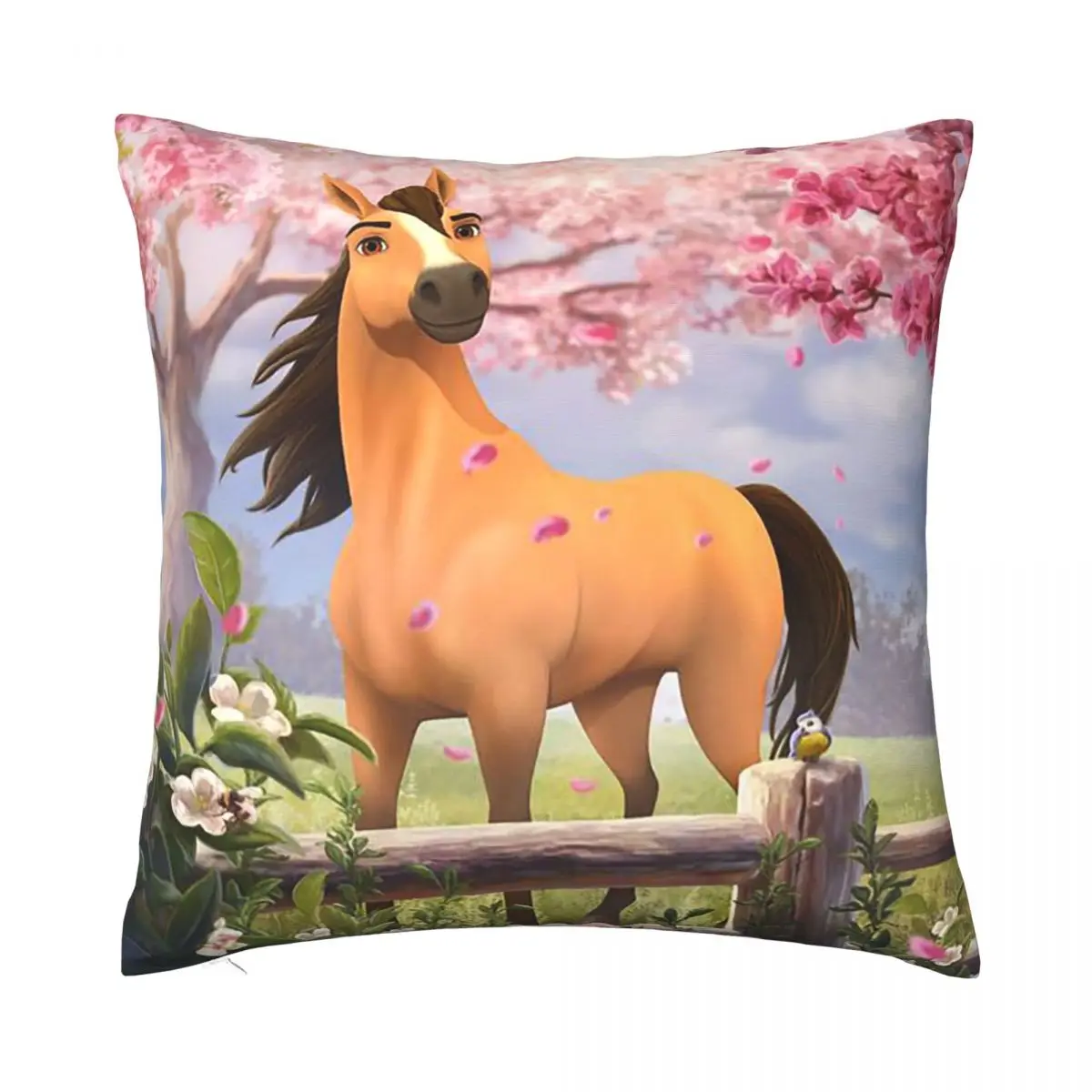 

Spirit Riding Free Horses Pillowcase Printing Polyester Cushion Cover Gift Throw Pillow Case Cover Home Zippered 45X45cm