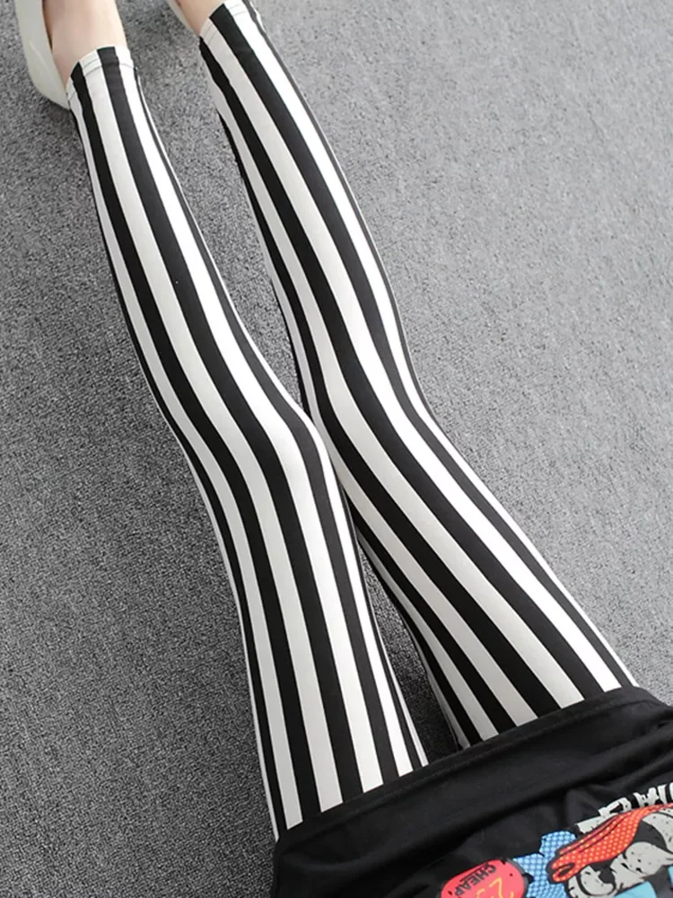 

2022NEW Striped Printing Pants Fitness Legging Elastic High Waist Polyester Women Stretchy Workout Leggins