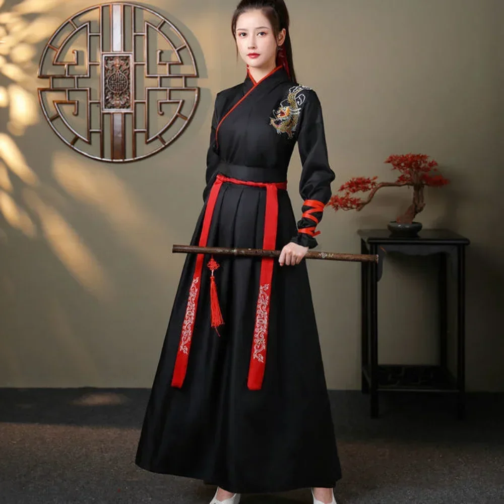 Chinese Hanfu Dress Women Clothing Vintage Ethnic Style Fashion Clothes Elegant Streetwear Casual Traditional